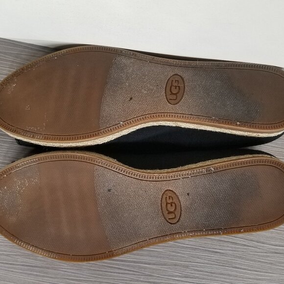UGG Marleigh Lamb Fur Lined Bow Flat, Black Canvas, Womens Size 9 M / 40 - Picture 11 of 12